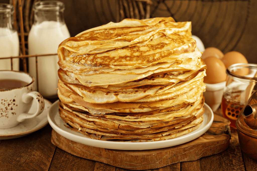 a stack of very thin crepes 